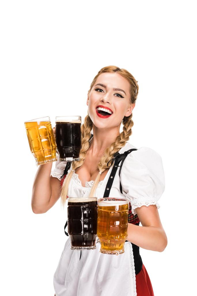 garçonete com copos de cerveja
 - Foto, Imagem