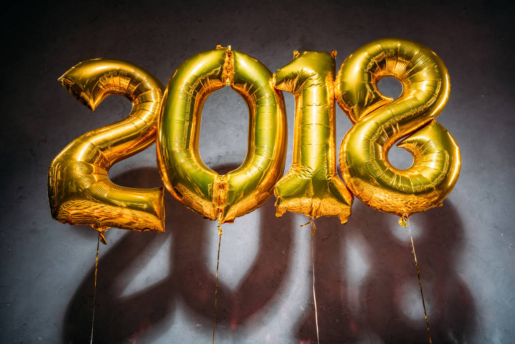 Balões de sinal dourados 2018
 - Foto, Imagem