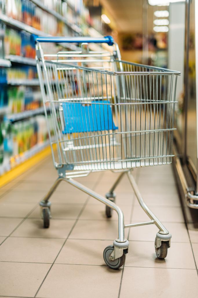 prázdný nákupní vozík v supermarketu - Fotografie, Obrázek