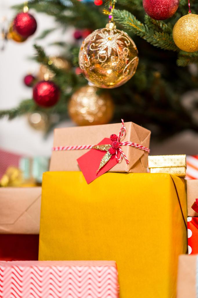 gift boxes under christmas tree - Photo, Image
