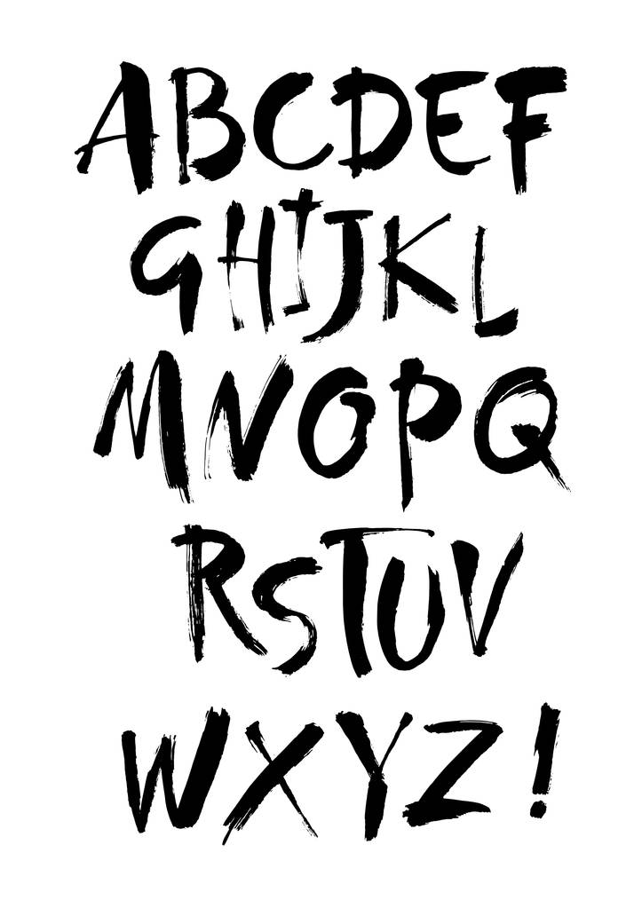 Vector acrílico cepillo estilo mano dibujado alfabeto fuente
 - Vector, imagen