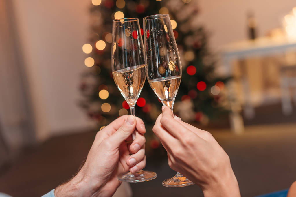 pár pití šampaňského na Vánoce - Fotografie, Obrázek