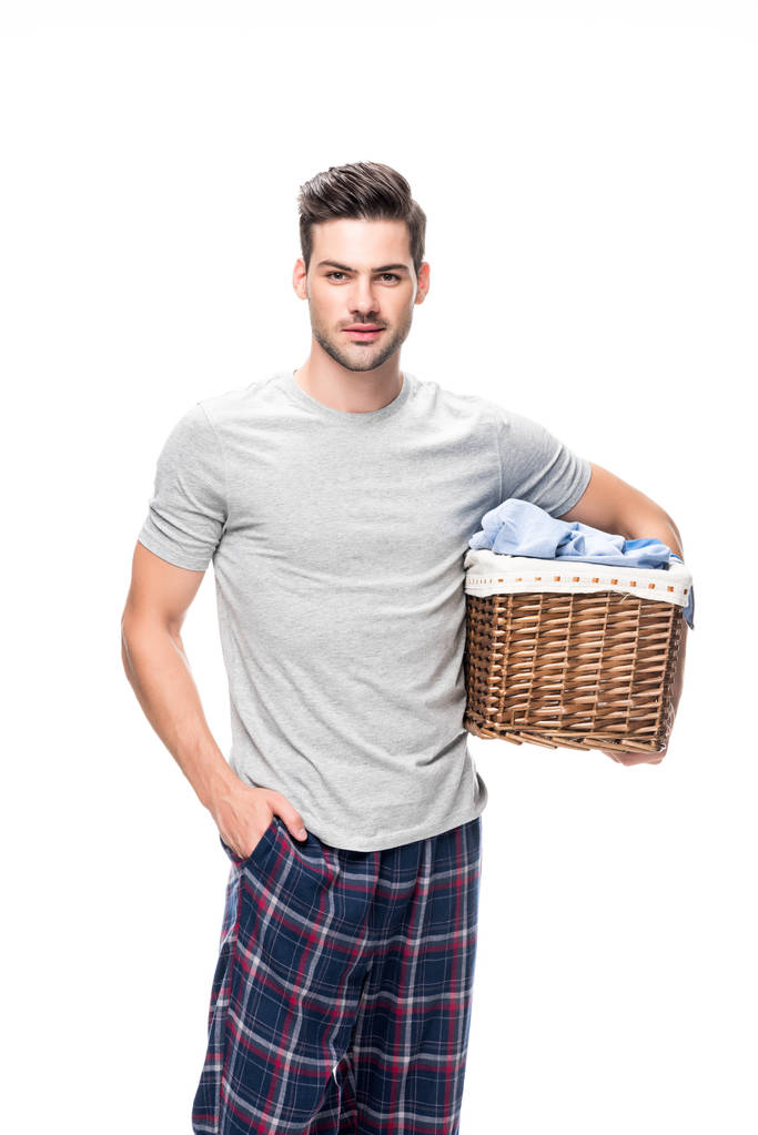 man with basket of laundry - Photo, Image
