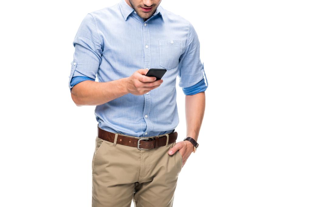 Homem jovem usando Smartphone - Foto, Imagem