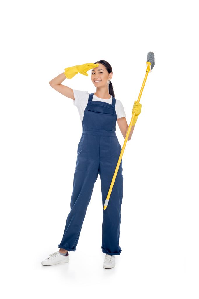 asian cleaner with broom - Photo, Image