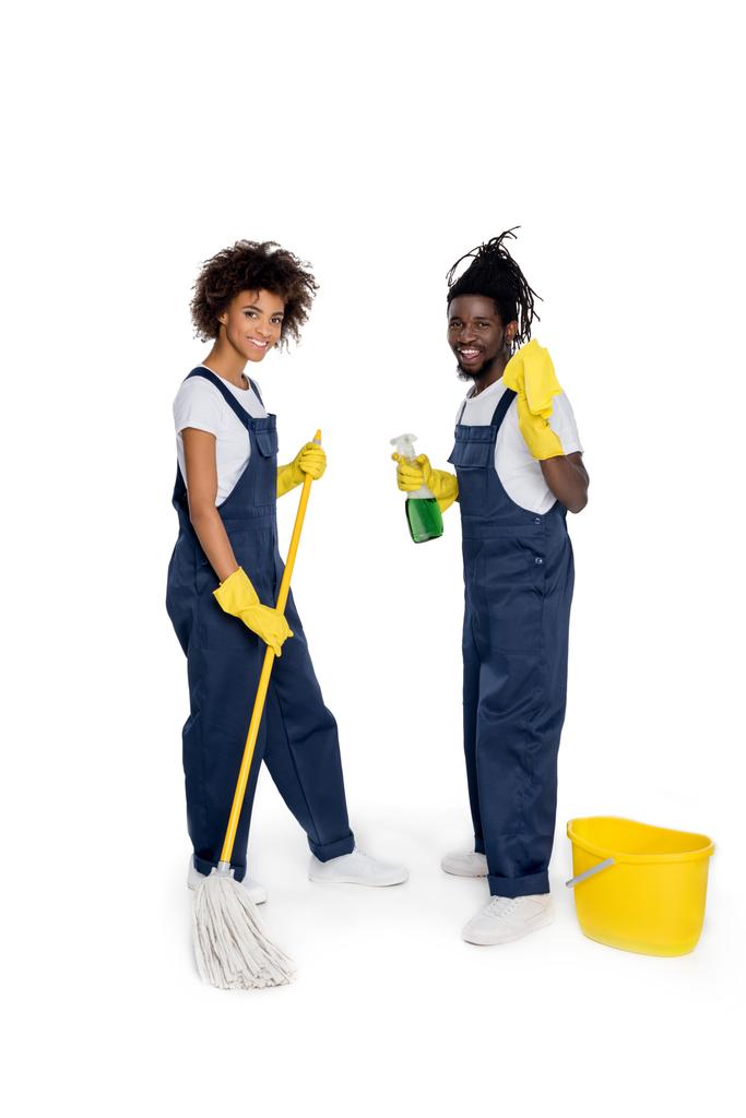 Professional African American Cleaners Smiling At Camera Free Stock Photo  and Image 165461788