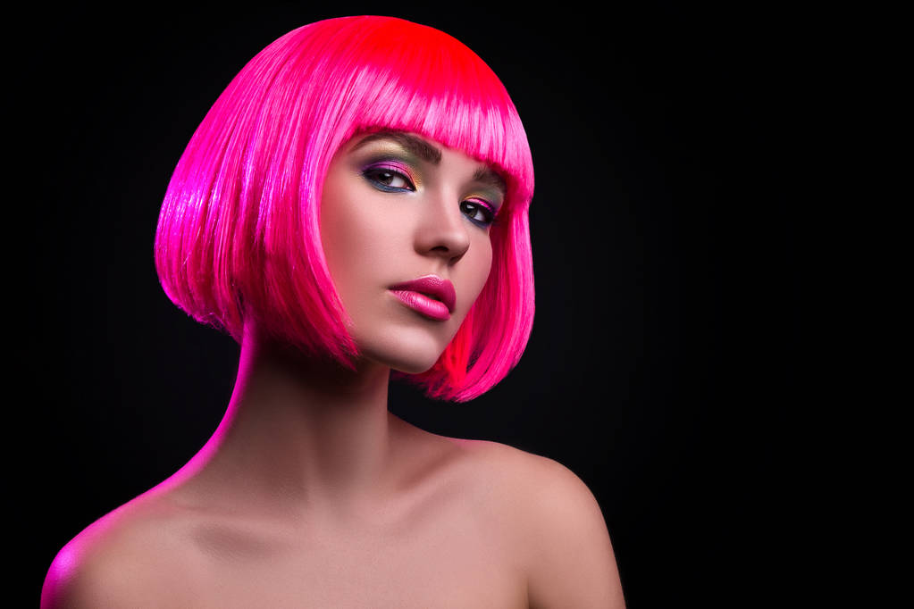 jovem mulher com cabelo rosa - Foto, Imagem