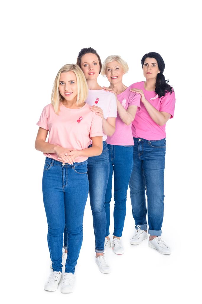 women in pink t-shirts with ribbons - Photo, Image
