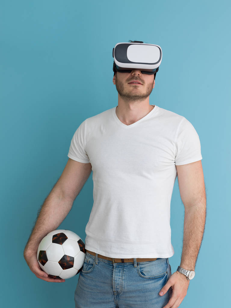 man using VR headset glasses of virtual reality - Photo, Image