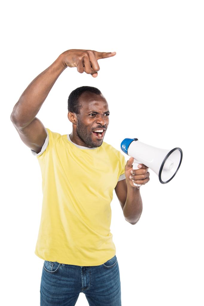 vihainen afrikkalainen amerikkalainen mies megafoni
 - Valokuva, kuva