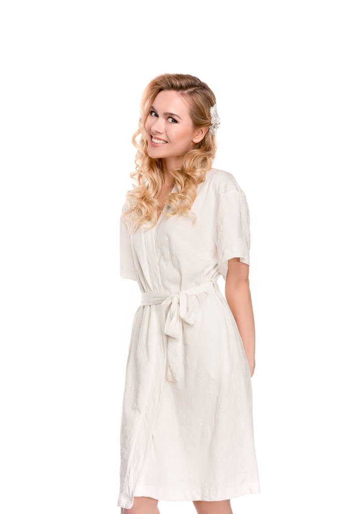 blonde woman in robe - Photo, Image