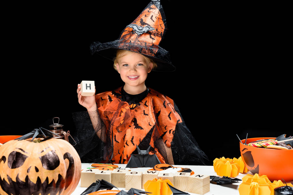 kid in costume of witch - Photo, Image