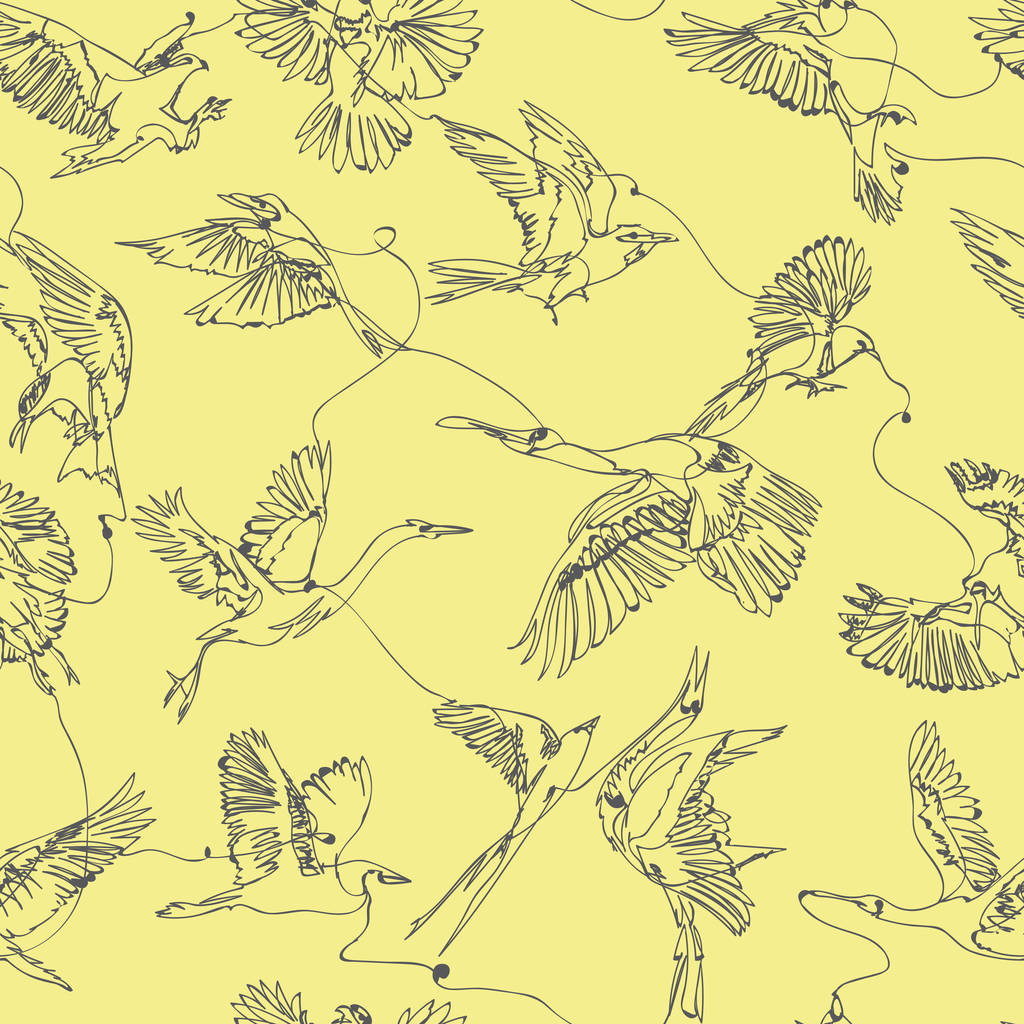 Egysoros madár rajzok zökkenőmentes minta - Vektor, kép