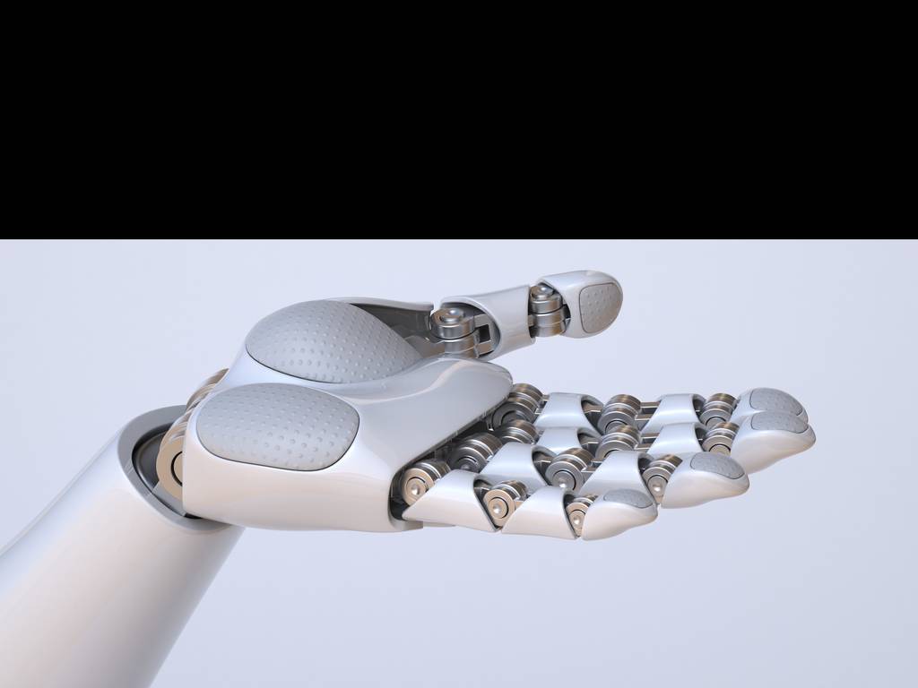 Робот рука достигает жеста или держит объект 3D рендеринга
  - Фото, изображение