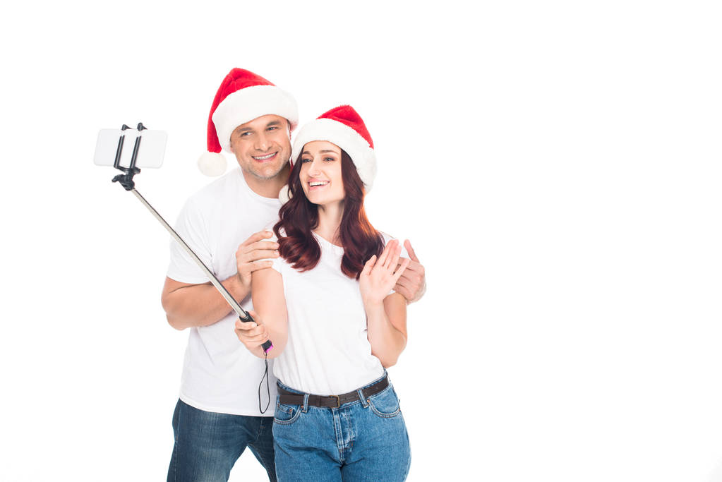 pareja tomando selfie en Navidad
 - Foto, imagen