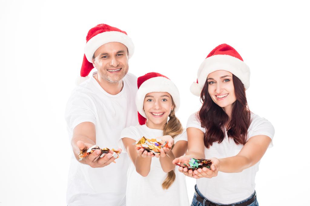 Щаслива сім'я з конфетті
 - Фото, зображення