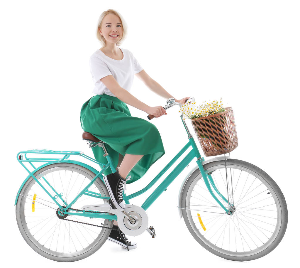 Jeune femme à vélo - Photo, image