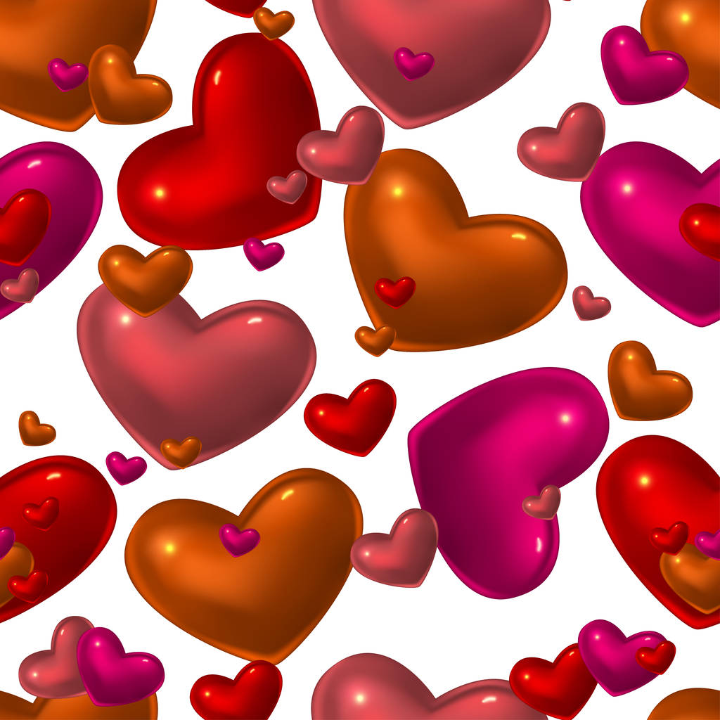 seamless pattern with red glass hearts - Vector, Image