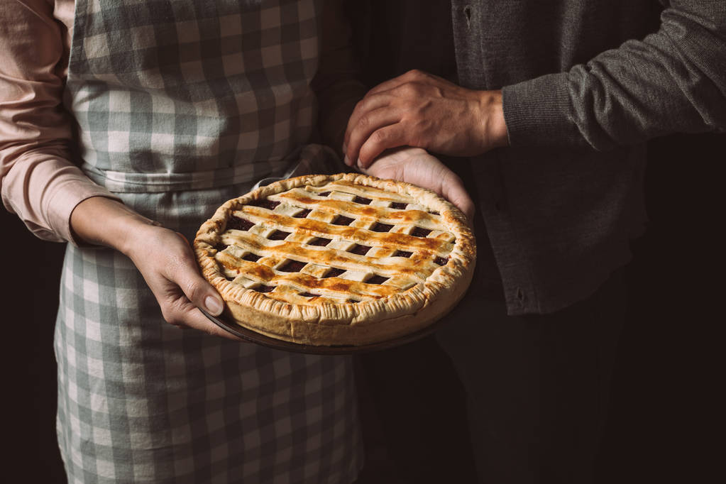 couple with homemade pie - Photo, Image