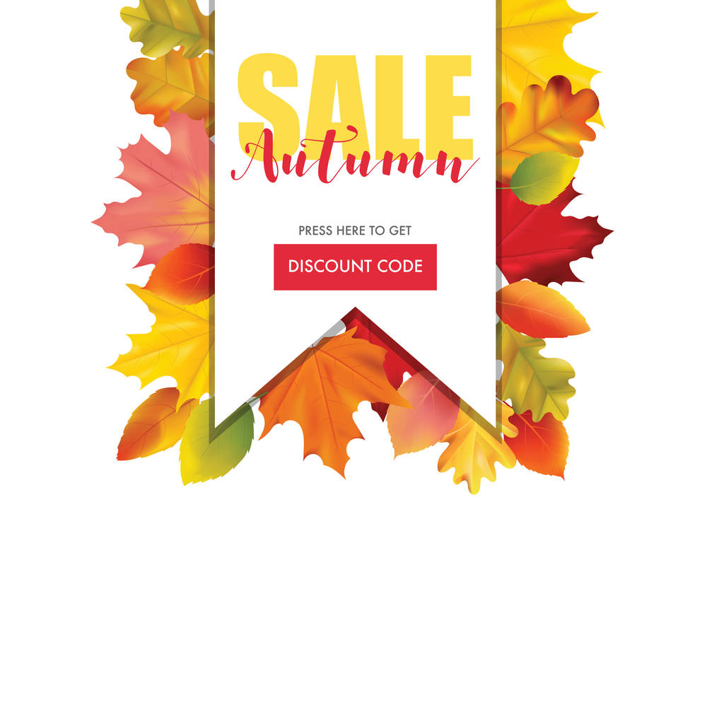 Πολύχρωμο πώληση καρτών ή Banner με φύλλα του φθινοπώρου στον διανυσματικό χώρο για το κείμενο - Διάνυσμα, εικόνα