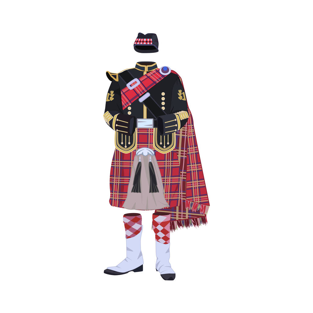 Schottische traditionelle Kleidung flache Vektorillustration - Vektor, Bild