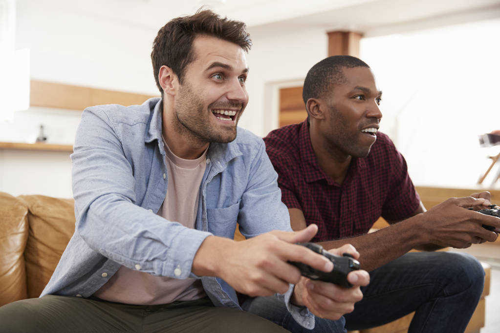 Přátelé hrají videohru - Fotografie, Obrázek
