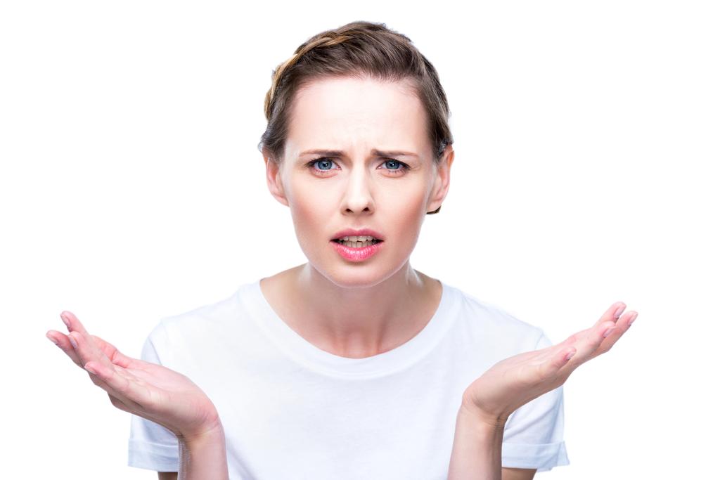 confused woman with shrug gesture - Photo, Image