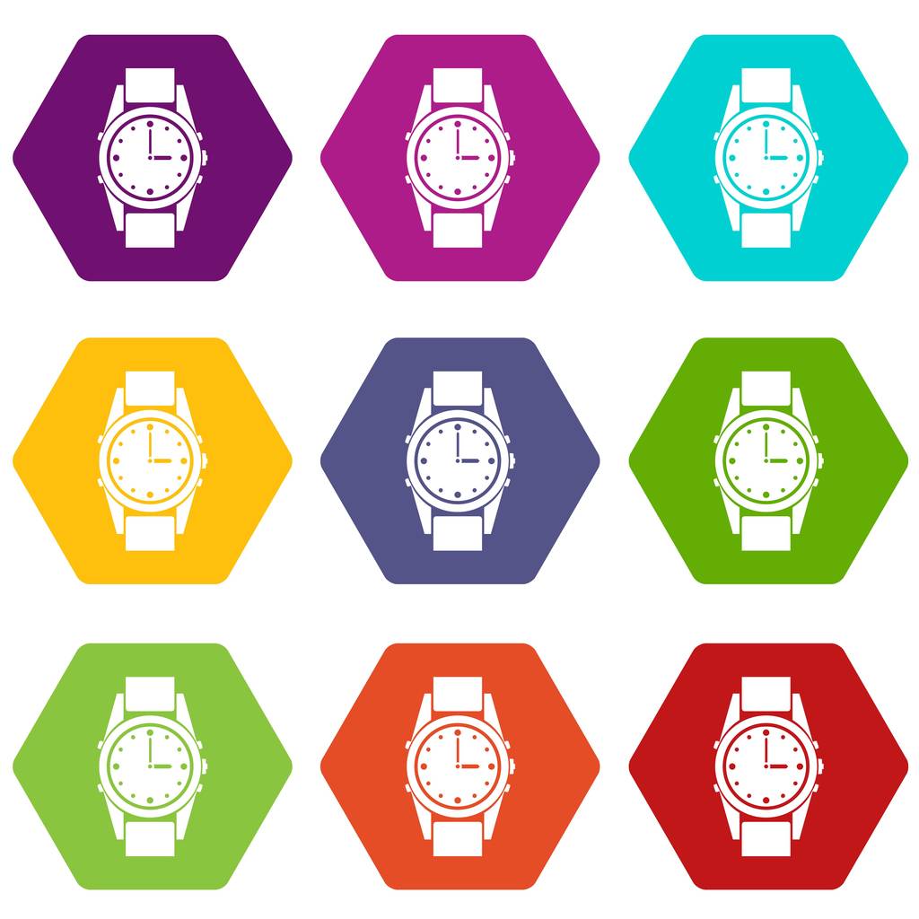 Ελβετικό ρολόι εικονίδιο χρώμα hexahedron - Διάνυσμα, εικόνα