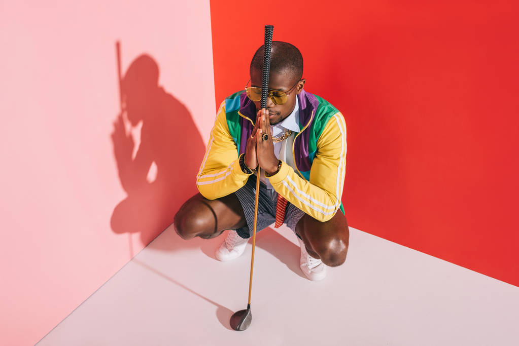 stylish man with golf club - Photo, Image