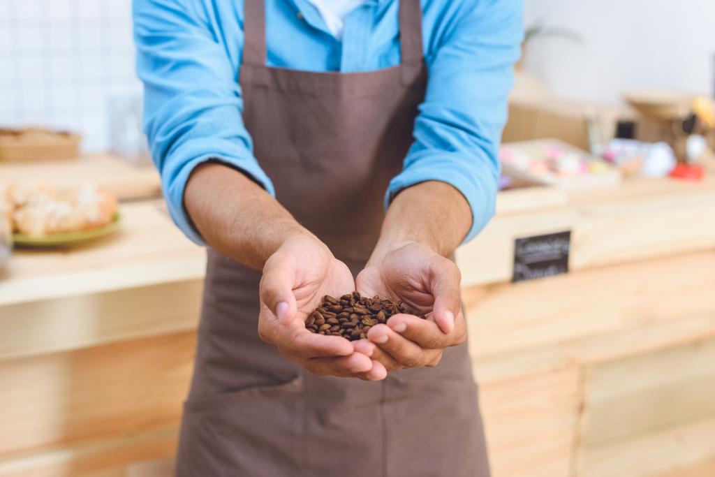 barista holding coffee beans  - Photo, Image