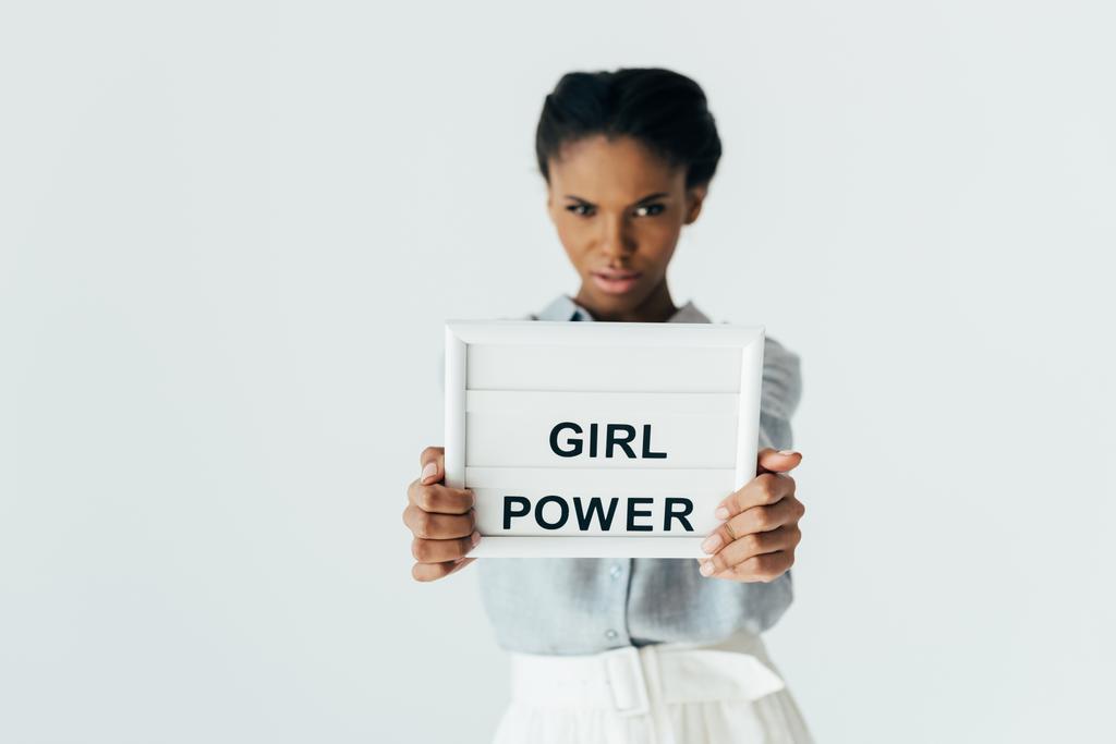 africana americana mujer con chica power board
 - Foto, imagen