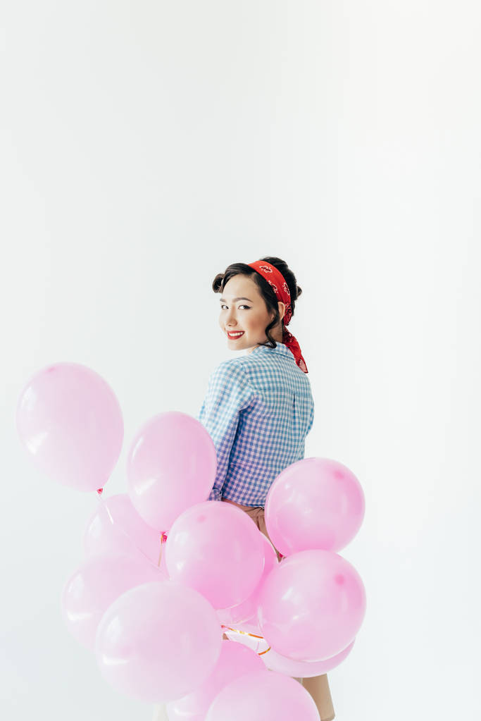 Azjatycki dama z balonów - Zdjęcie, obraz