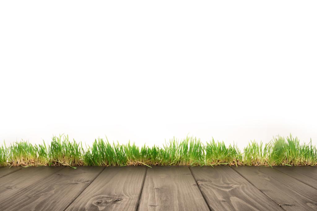 wooden planks and grass - Photo, Image