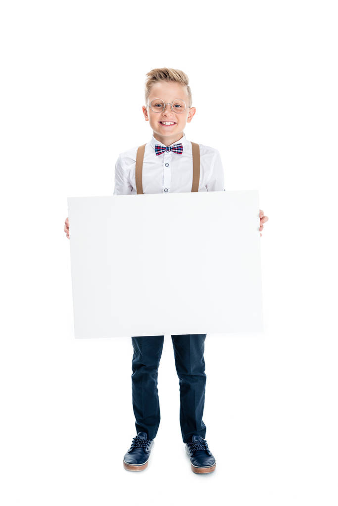 menino segurando banner em branco - Foto, Imagem