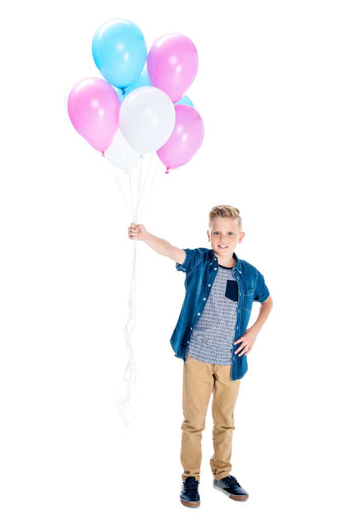 Garçon tenant des ballons
 - Photo, image