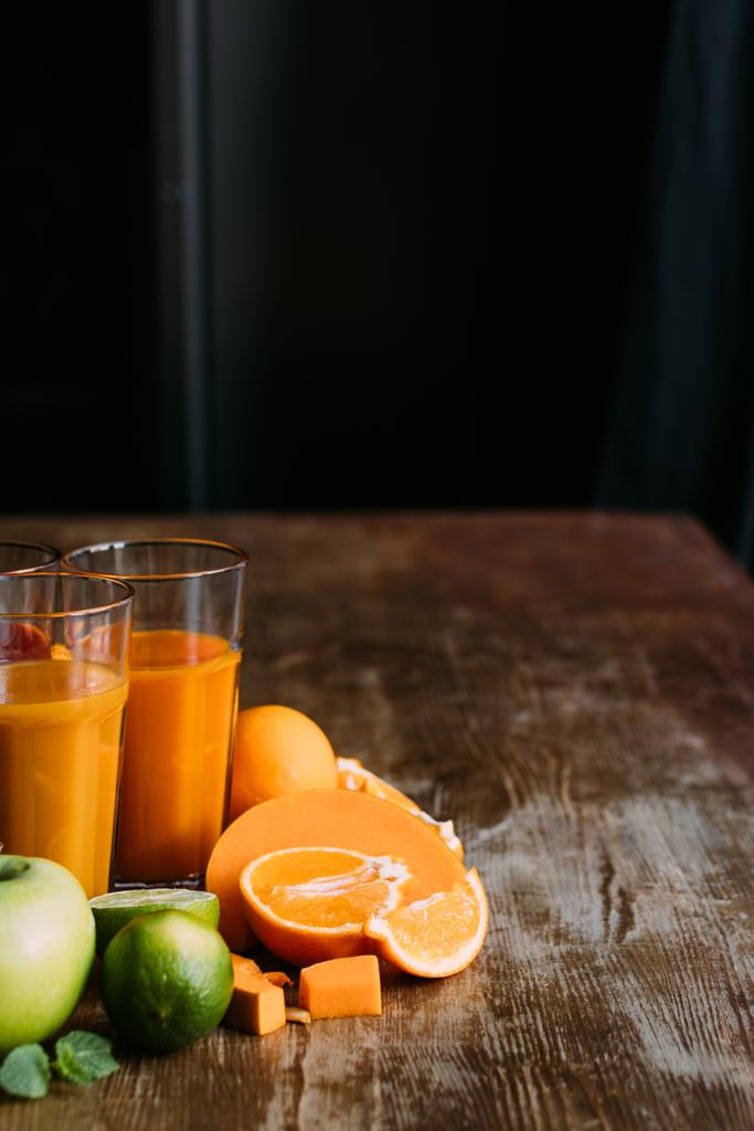 orange smoothie and ingredients - Photo, Image