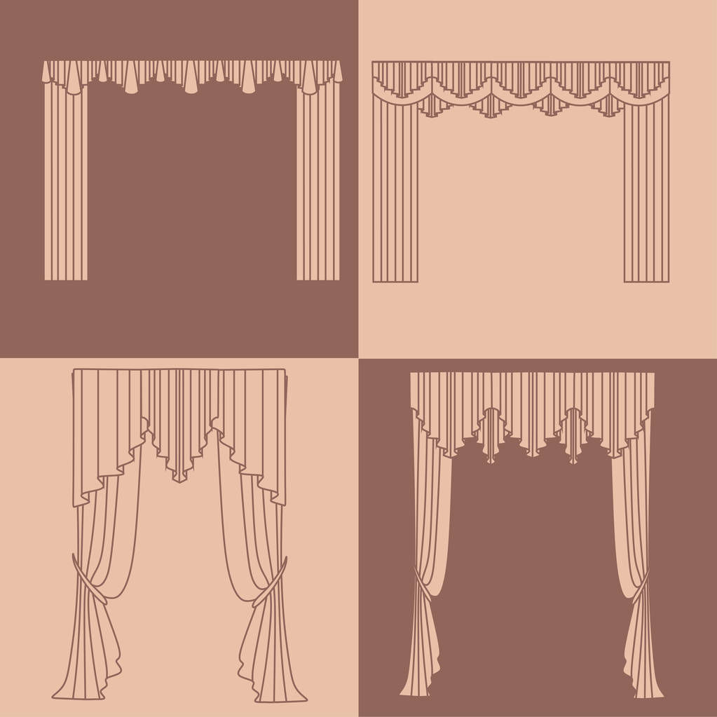 rideaux et rideaux illustration décoration intérieure design i
 - Vecteur, image