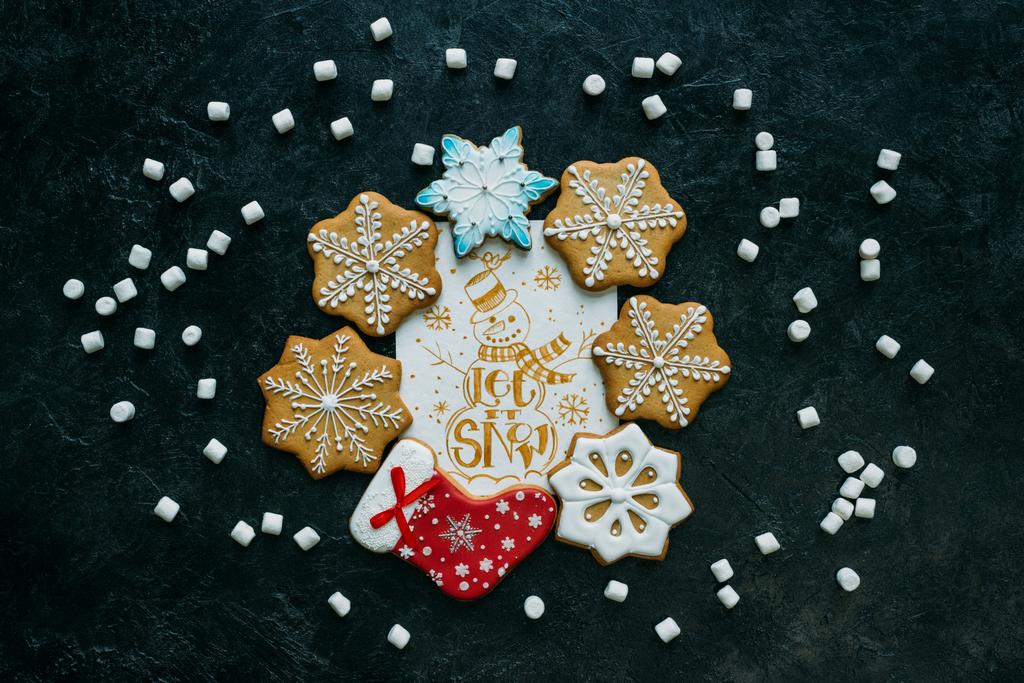 christmas card and gingerbreads - Photo, Image