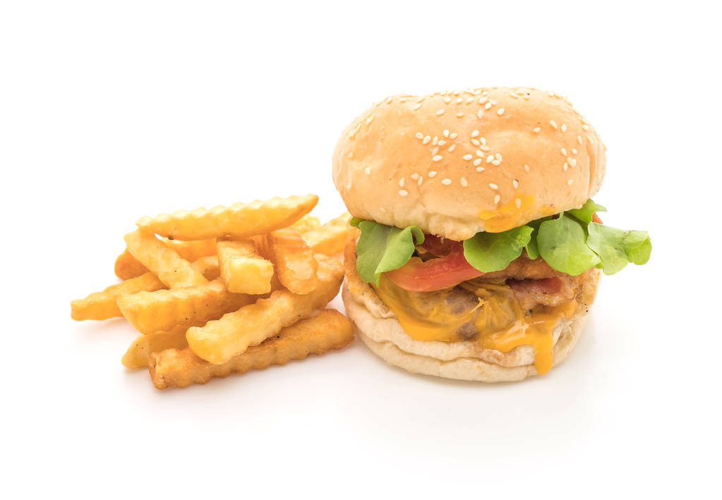 Lähikuva kotitekoinen tuore maukas hampurilainen eristetty valkoinen backg
 - Valokuva, kuva