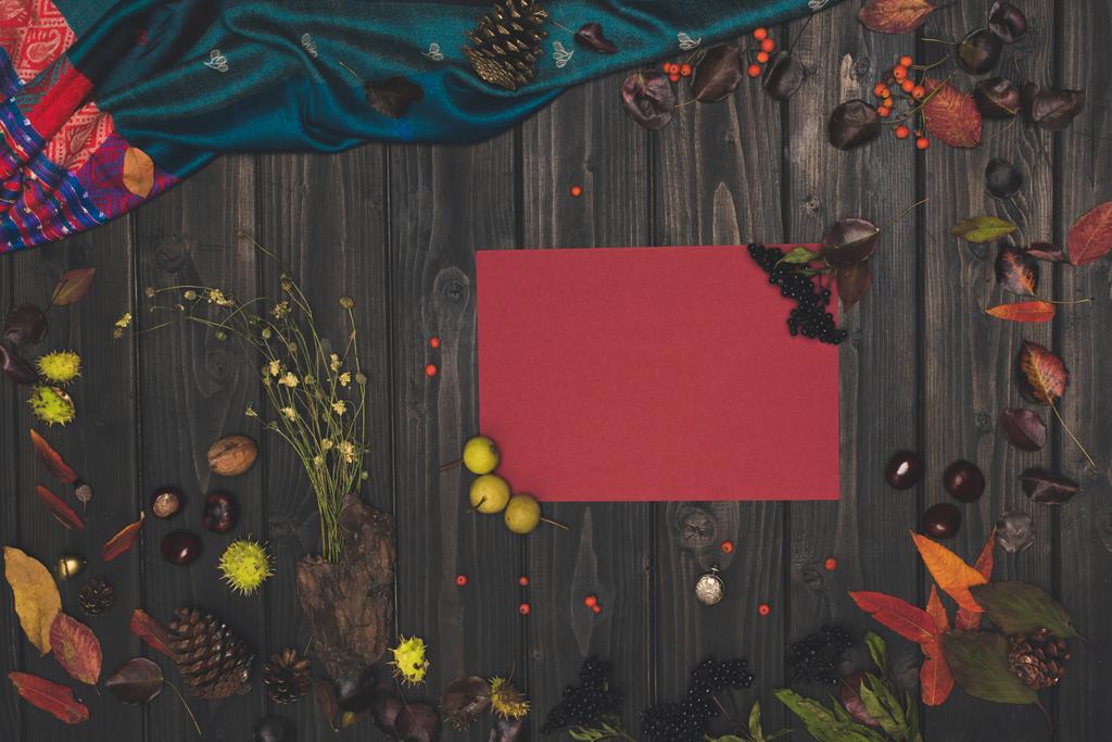őszi összetétele és üres kártya - Fotó, kép