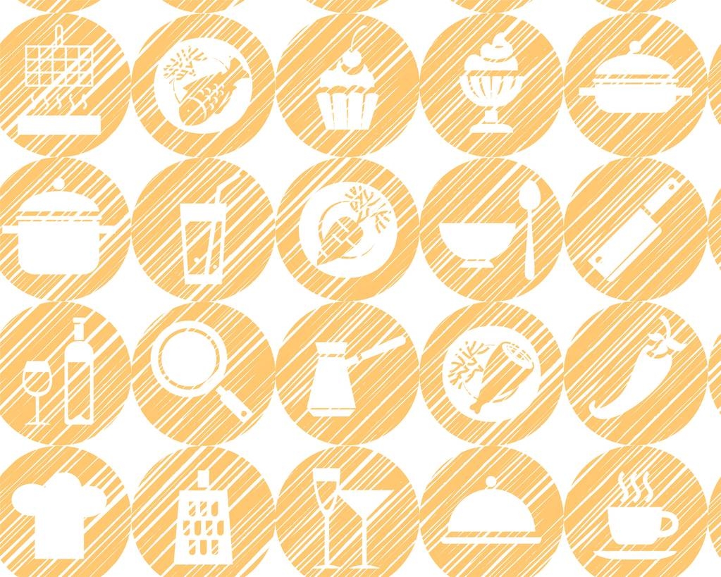 Kitchen, cooking, background, seamless, yellow-orange, vector.  - Vector, Image