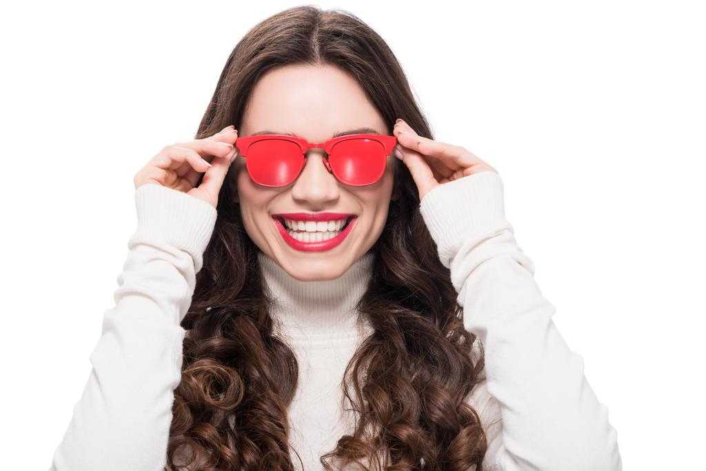 woman in red sunglasses - Photo, Image