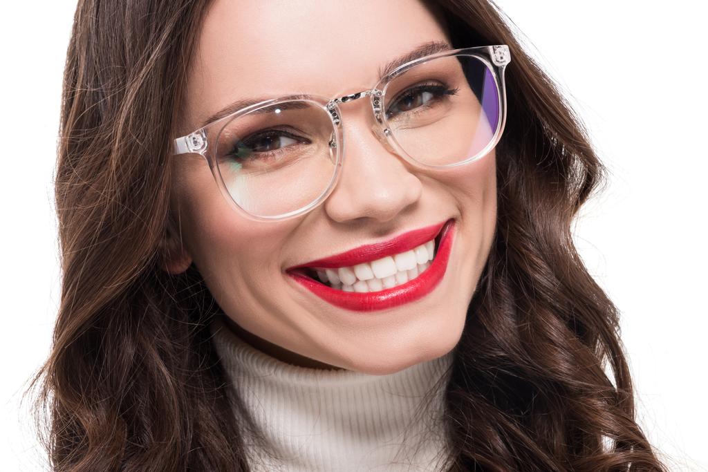 Smiling woman in clear glasses - Photo, Image