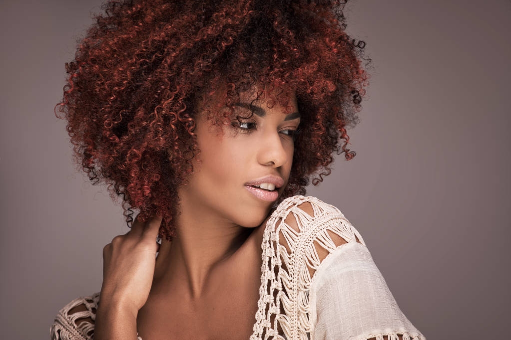 Portrait de beauté de fille avec coiffure afro
. - Photo, image
