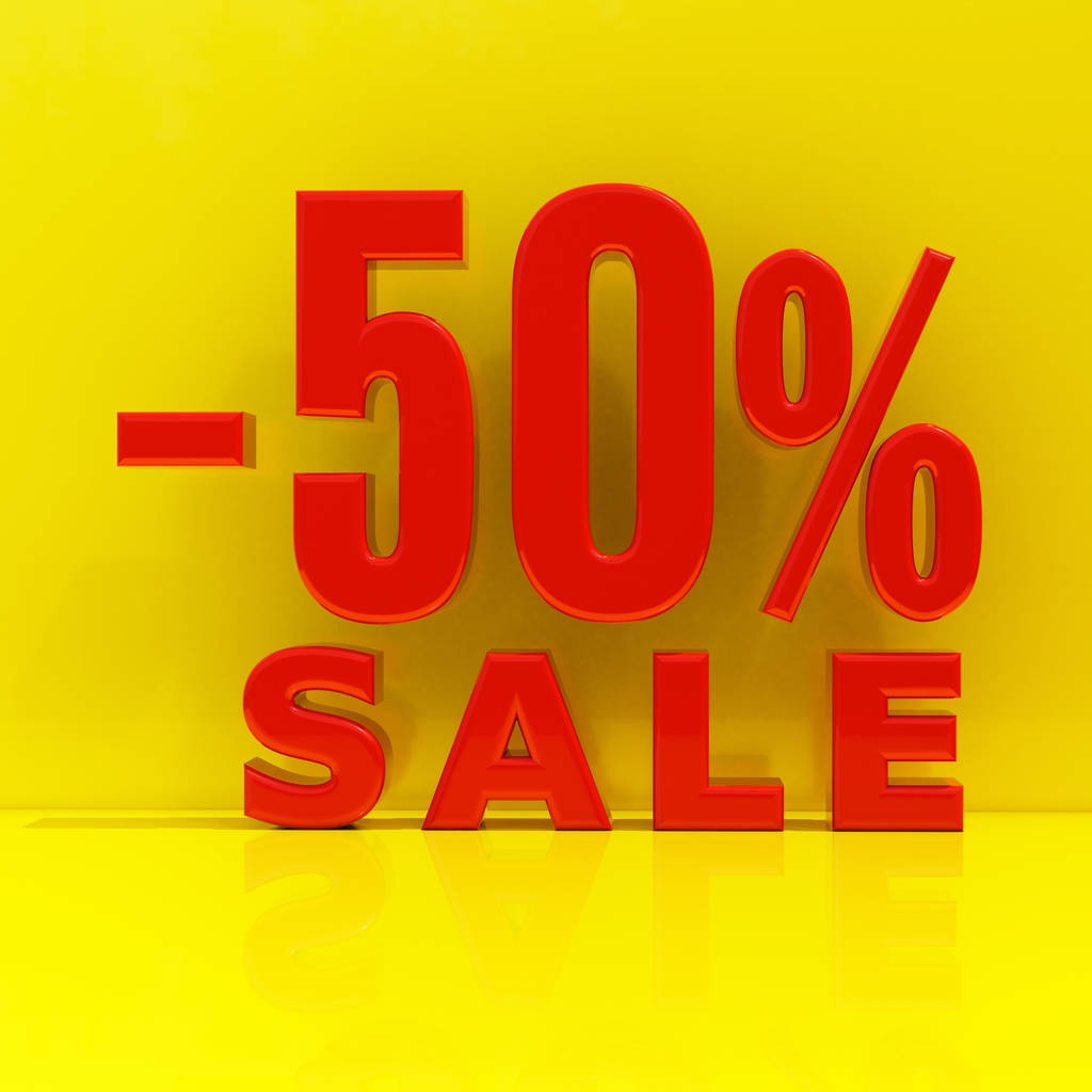 Percent Discount Sign, Sale Up to 50 - Photo, Image