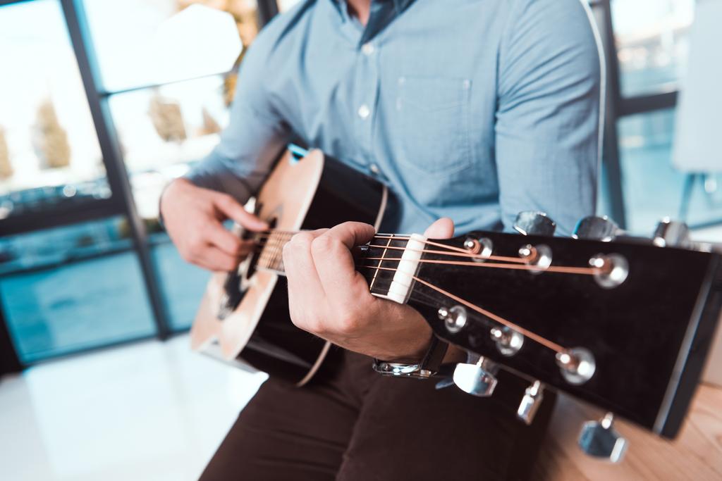 businessman with guitar in office - Photo, Image