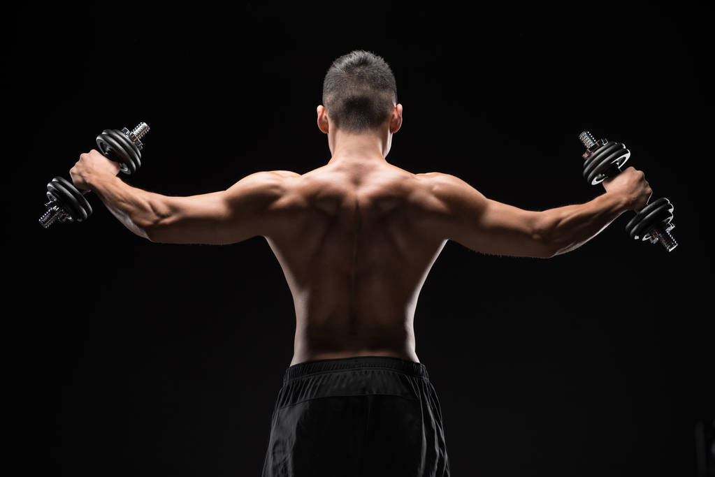 Homem muscular com halteres - Foto, Imagem