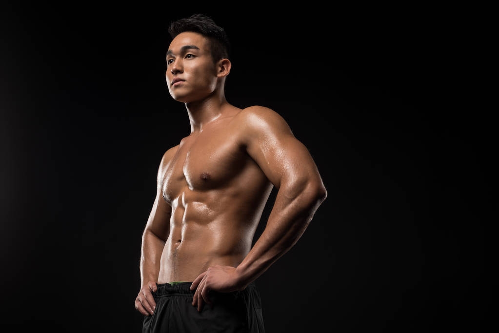 hemdlose muskulöse asiatische Mann - Foto, Bild