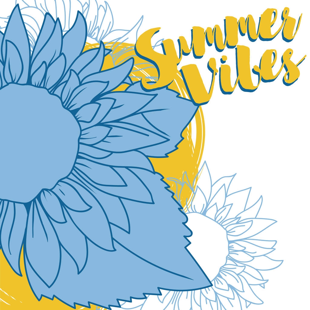 Poster per vibrazioni estive con girasole in stile schizzo
 - Vettoriali, immagini