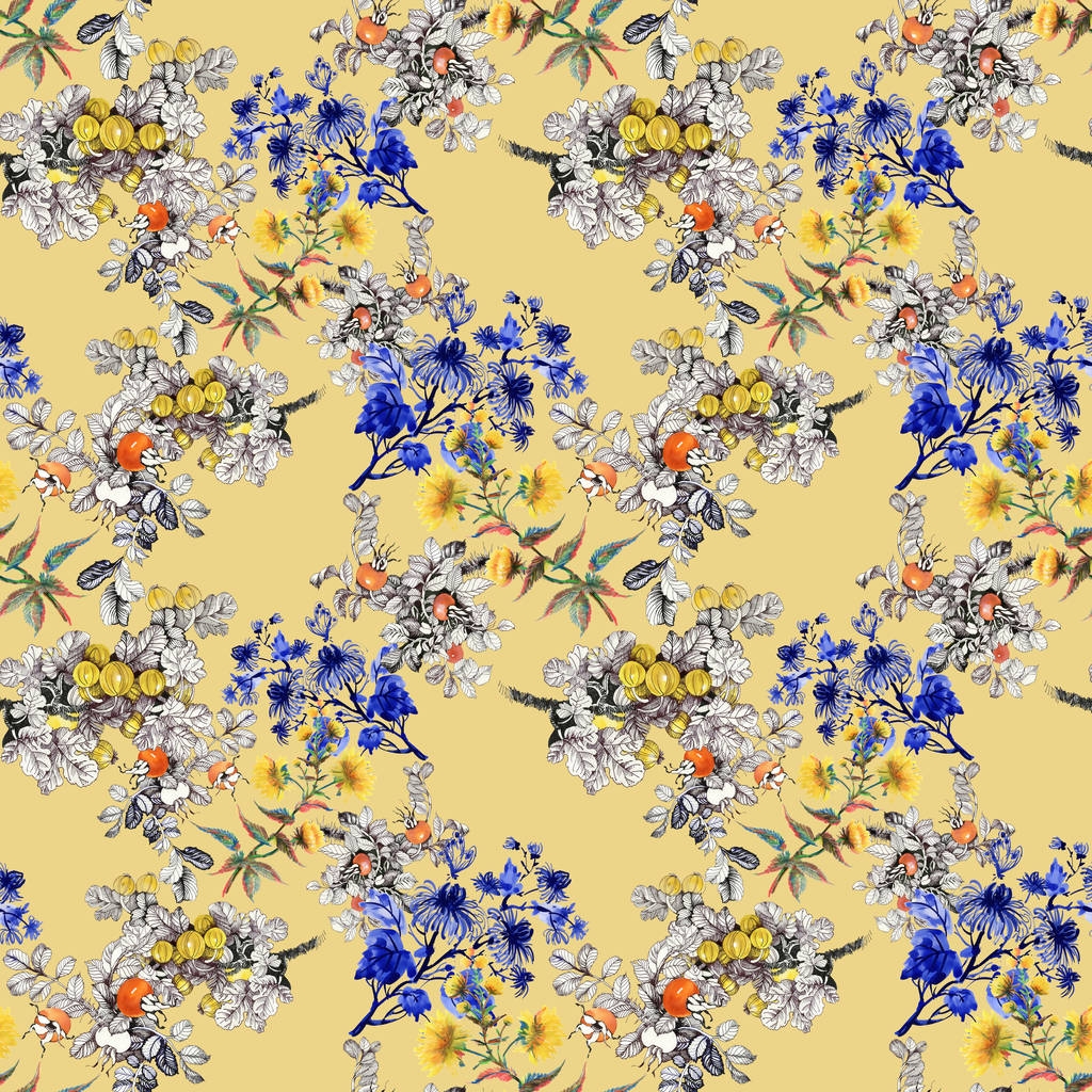 Patroon met bloemen en bessen - Foto, afbeelding